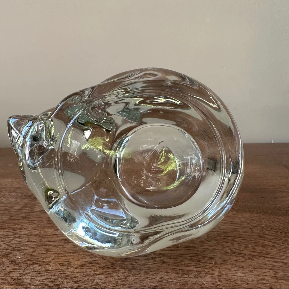 Vintage Sleeping Cat Votive Candle Holder Kitten Figurine Indiana Hoosier Glass
